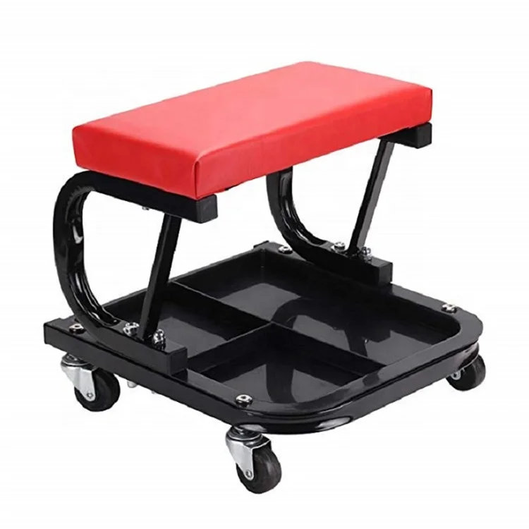 Padded Garage Work Seat With Storage Tray / Mechanics Roller Workshop ...