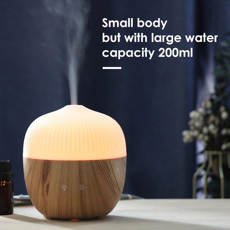 Wood Grain Essential Oil Diffuser 160ml Cool Mist Humidifier Diffuser ...