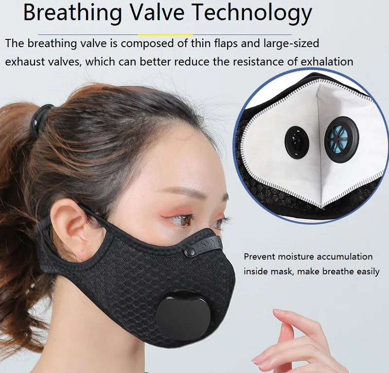 Innovation Electric Mask USB Rechargeable Black Sports Mask With Carbon Filter Anti Virus Mask