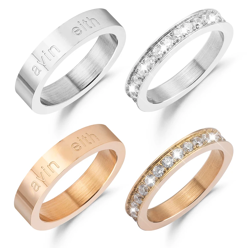 

Rose Silver gold plated stainless steel Bling Bling jewelry ck couple anillo bijoux acier inoxydable CZ Zircon diamond Rings