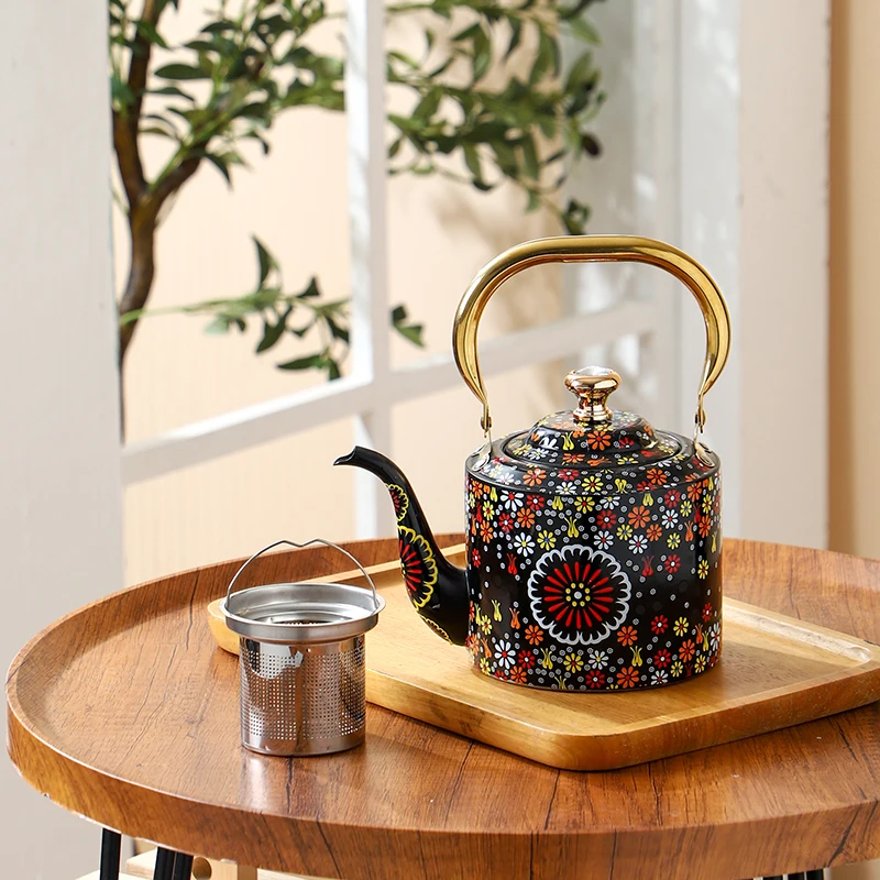 Series 23 Tea Kettle — Black Floral Daisy Pattern
