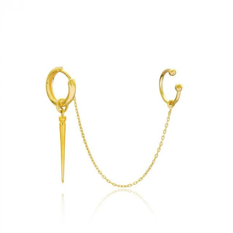 Trending Stainless Steel Ear Cuff Earrings Women Hoop Spike Dangle Earrings