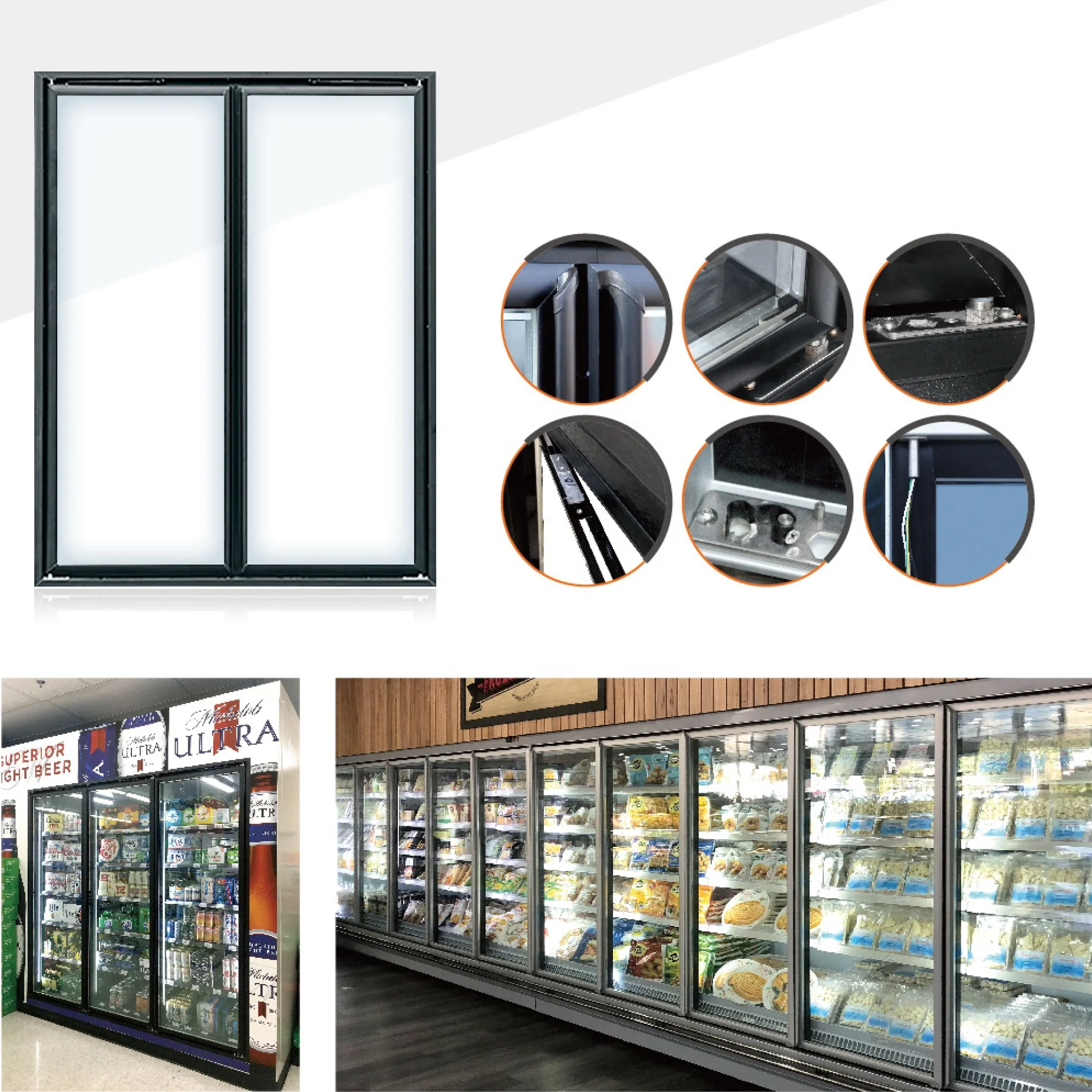 Display Walk In Coolers Glass Door Double Glazed Glass Door