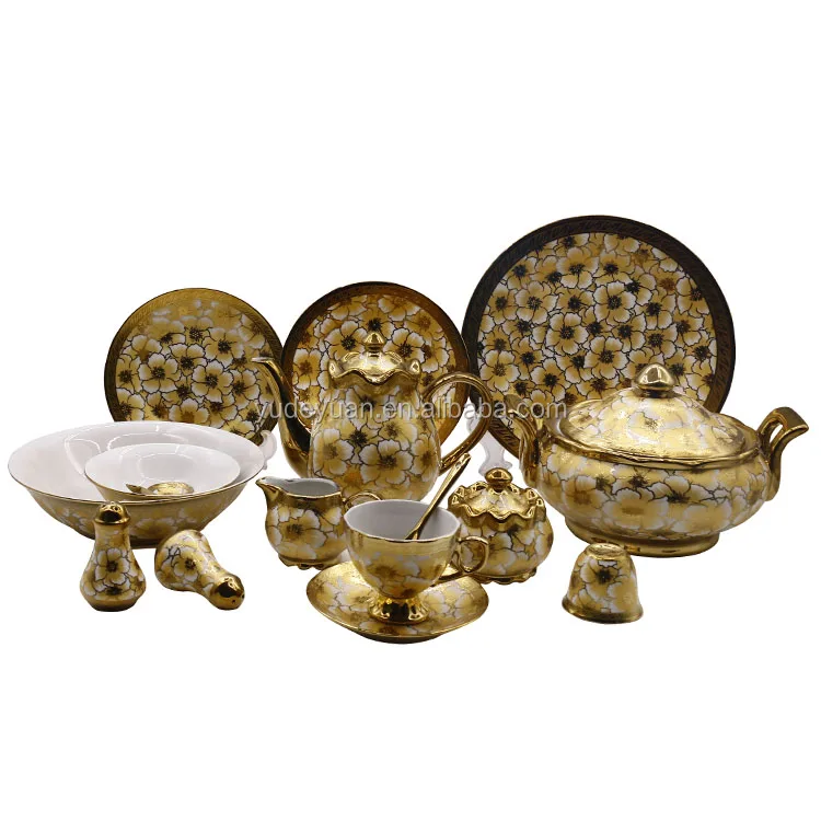 Ydy Factory 24pcs Gold Plate Royal Coffee Pakistan Porcelain Tea Set Buy Pakistan Tea Set