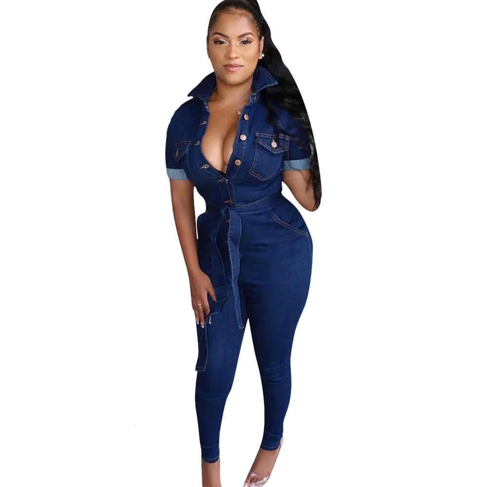 2020 New Arrivals Long Sleeve Washed Ripped Denim Jumpsuit One Piece ...