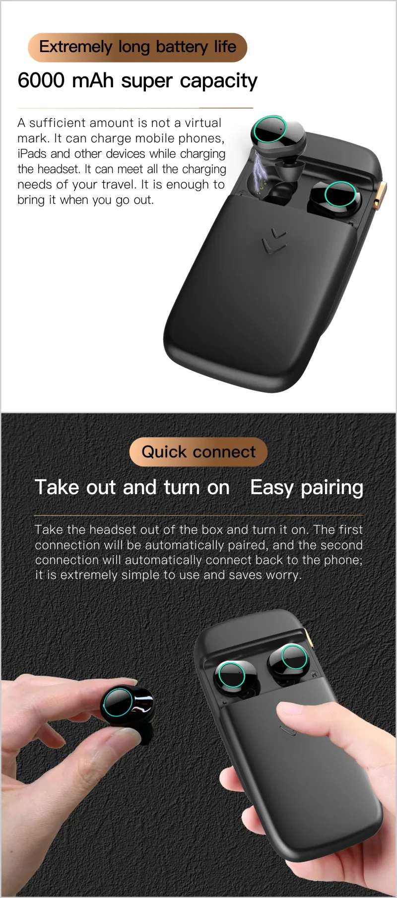 IPX7 Waterproof Wireless Earphone True G09 Support Touch Control with 5000mAh Battery Capacity - ANKUX.COM