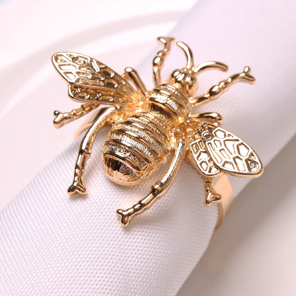 Metal Gold Bumble Bee Napkin Ring Napkin Holder For Spring Season