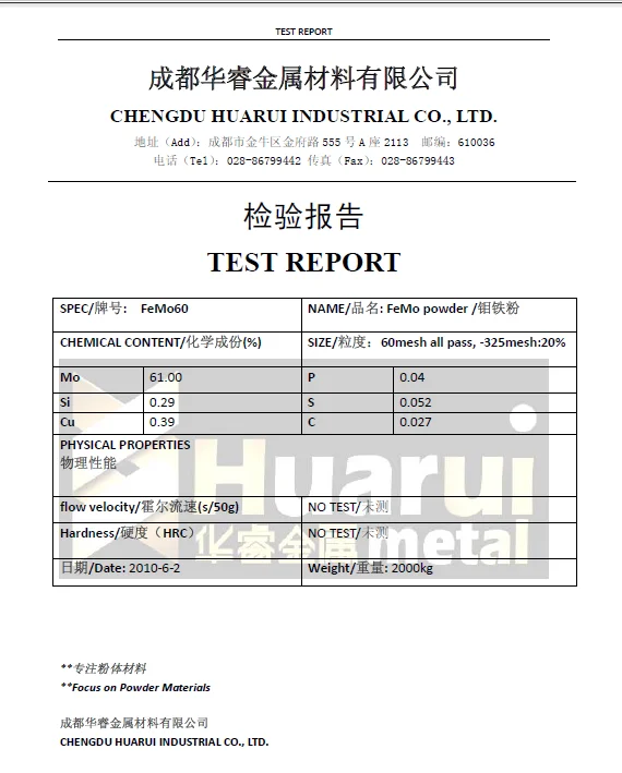 FEMO60 High quality FeMo60  FeMo68 Ferro Molybdenum at factory price