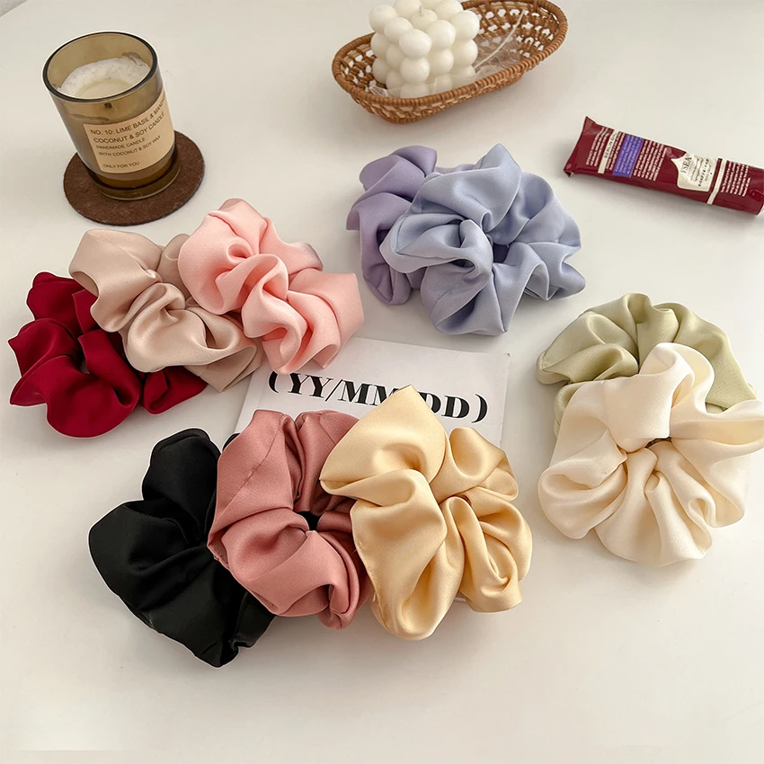 Wholesale Factory Big Satin Hair Scrunchies Solid Color Hairband High ...