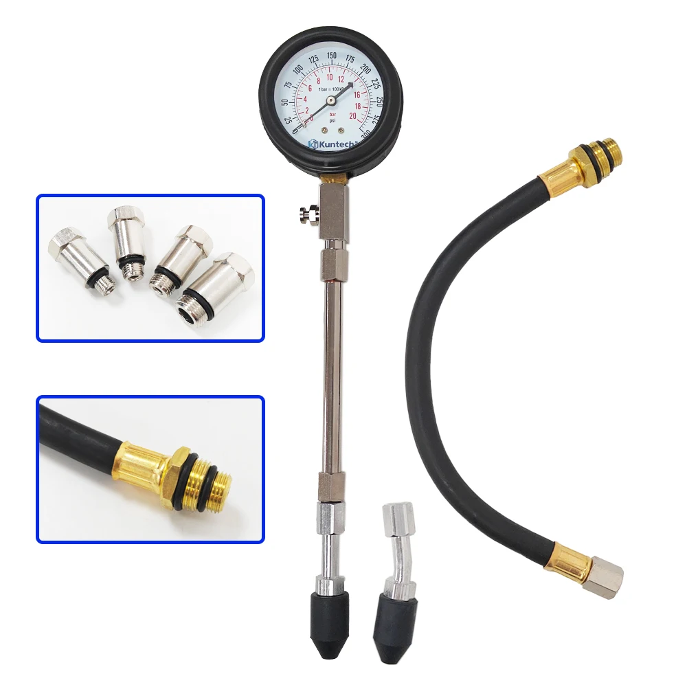 kt6146专业压缩测试套件多功能汽油发动机气缸压力表橡胶工具