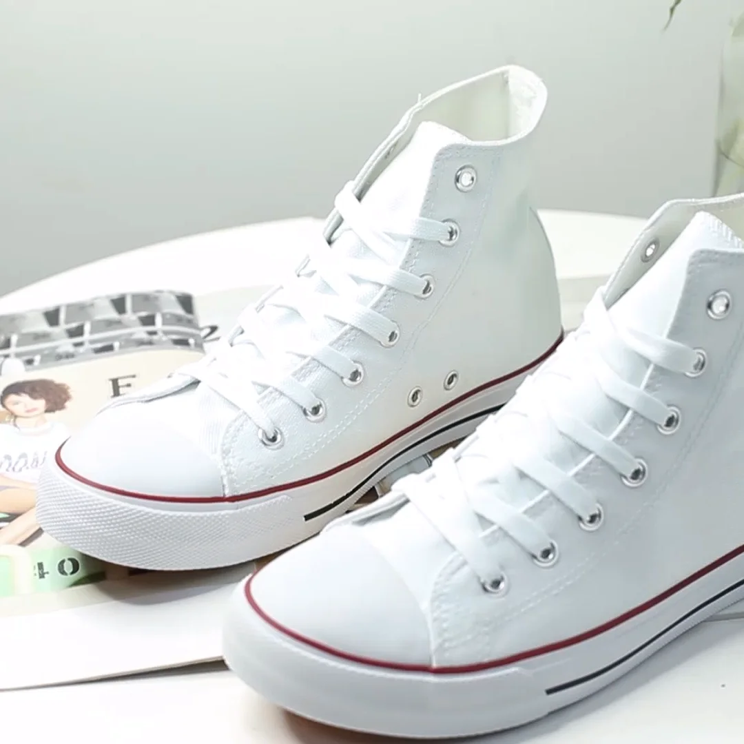 Xrh 2023 New Arrival Women's Mens High Top Canvas Sneakers Trendy White ...