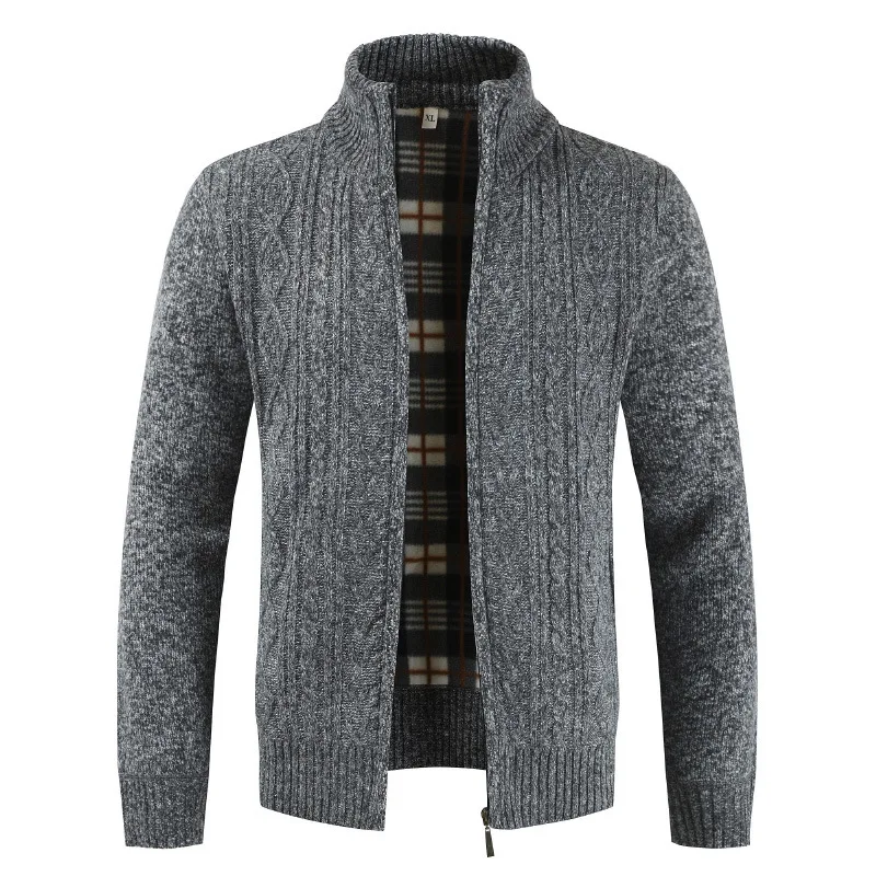 Branded Mens Winter Knitted Zipper Full Sleeve Collared Pockets Jumper Sweater 
