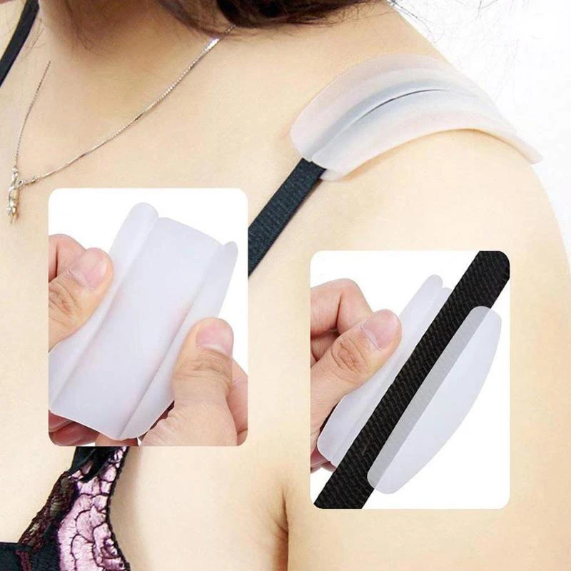 NEW 4 Silicone Non Slip Shoulder Pads Bra Strap Cushion Pain Relief Comfort Lady