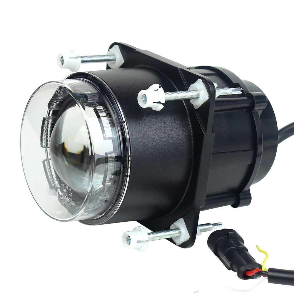 Black LED Headlight 90mm Front Bus Headlamp High Beam LED Projector 12V Headlights with Position Lights For Motorcycle Car Bus