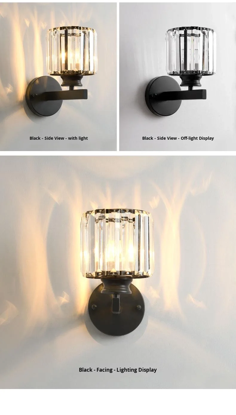 product luxury modern led crystal wall lamp for living room bedroom  corridor indoor home decor 220v iron body gold accent for hotels-8