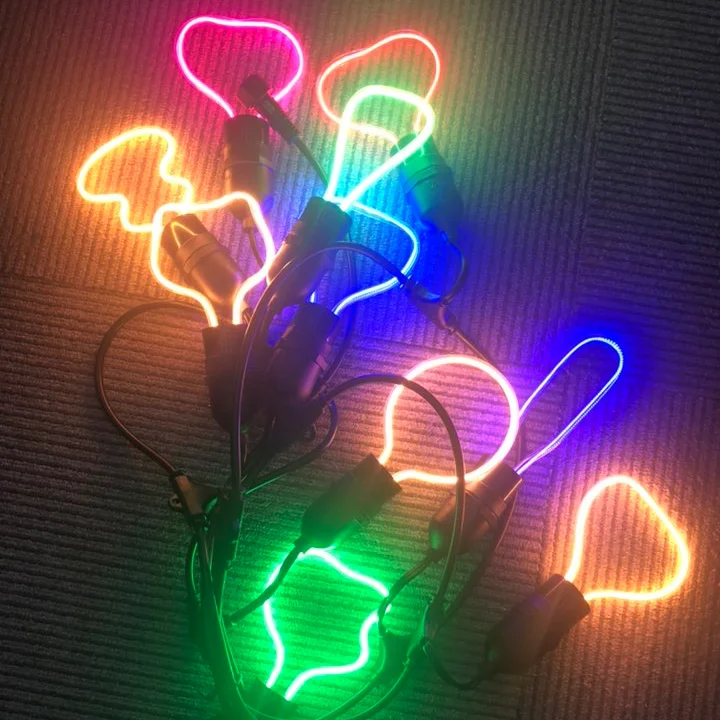 Newest  item decorative plastic DC24V red/yellow/blue/green soft shape lights e27 4w LED flexible filament bulb