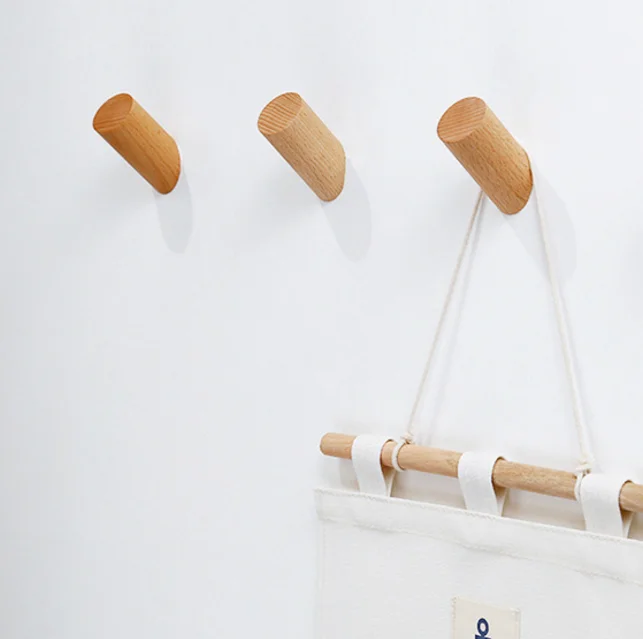 Natural Wooden Coat Hooks Wall Mounted Vintage Single Organizer Hangers Handmade Craft Hat Rack