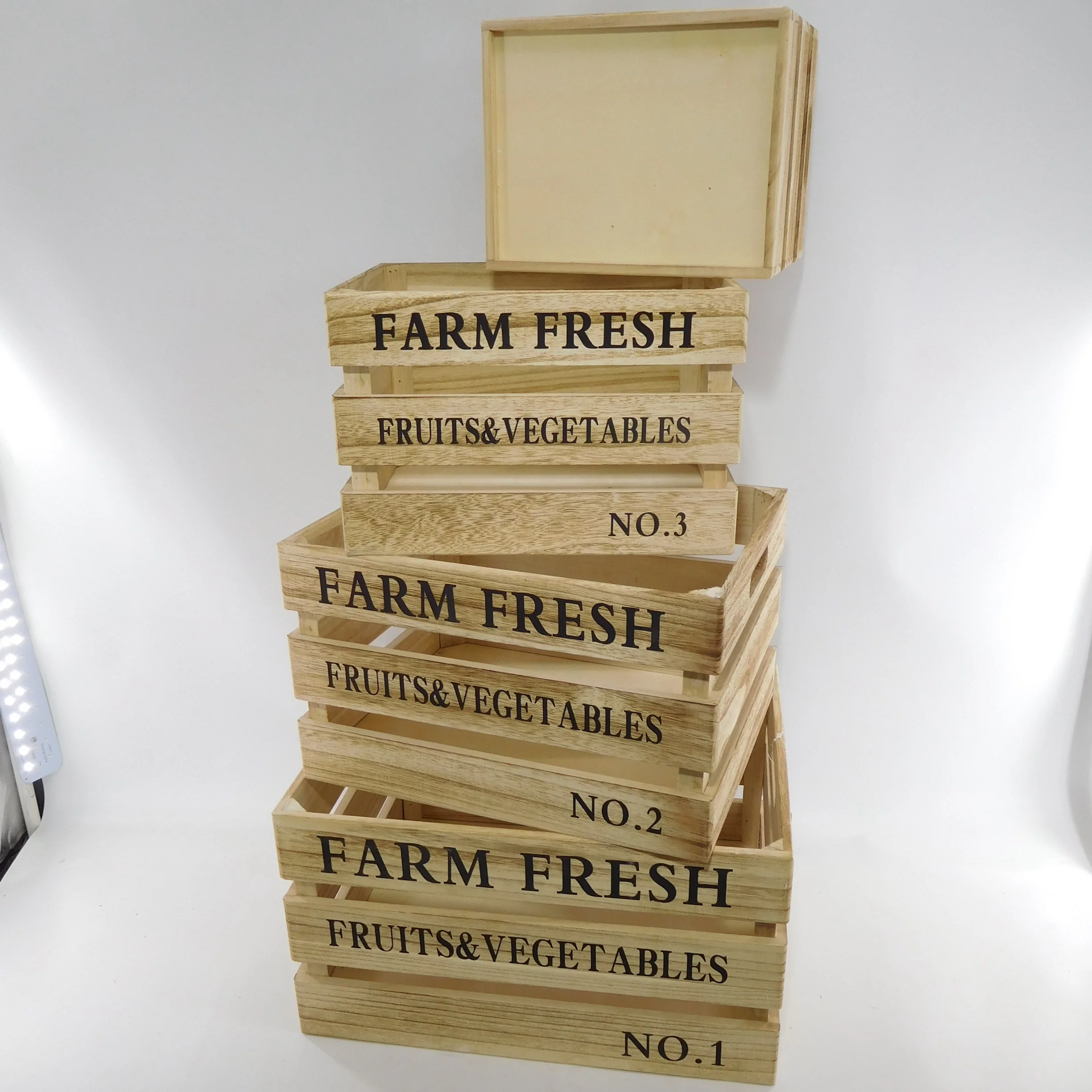 Rustic Wooden Crates Set Of 4 Decorative Storage Box With Handles Buy