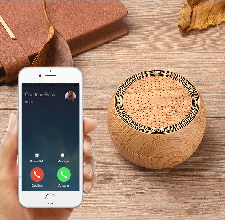Retro style imitate wood grain portable mini wireless bluetooth speaker with led light - ANKUX.COM