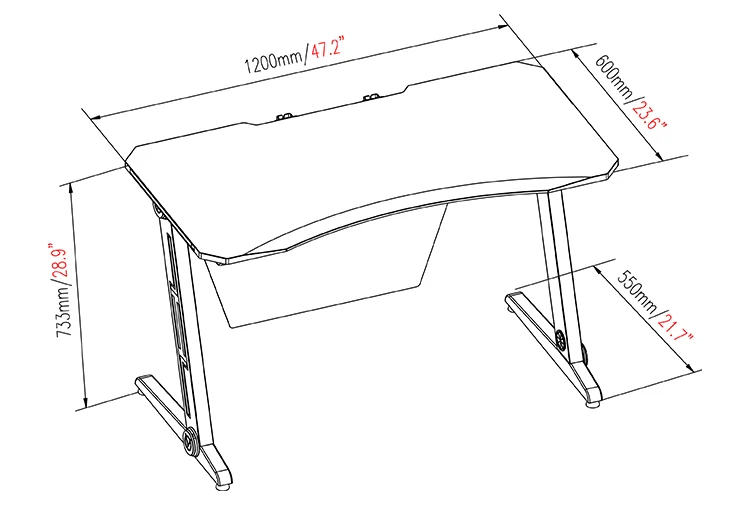 Vmounts Z Shaped PC Computer Gaming Desks with RGB LED Light