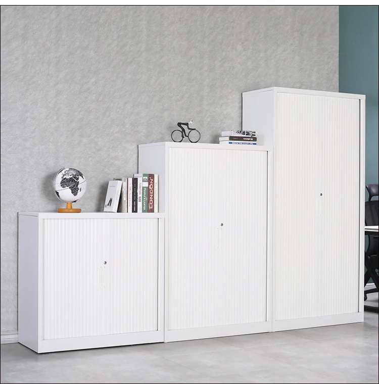 Different height standard white painting steel tamobour door filing storage cupboard cabinet
