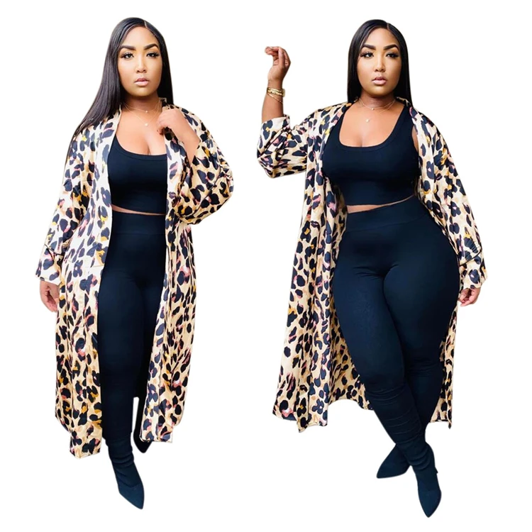 Best Seller Good Quality Winter Autumn 2021 Fashion Casual Leopard Long Jacket Coat Women Top Blouse Tops