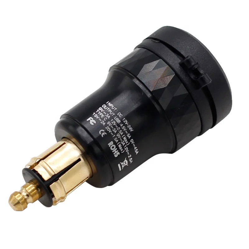 Waterproof 12V/24V Din Hella Plug to Quick Charge 3.0 USB Charger and ...