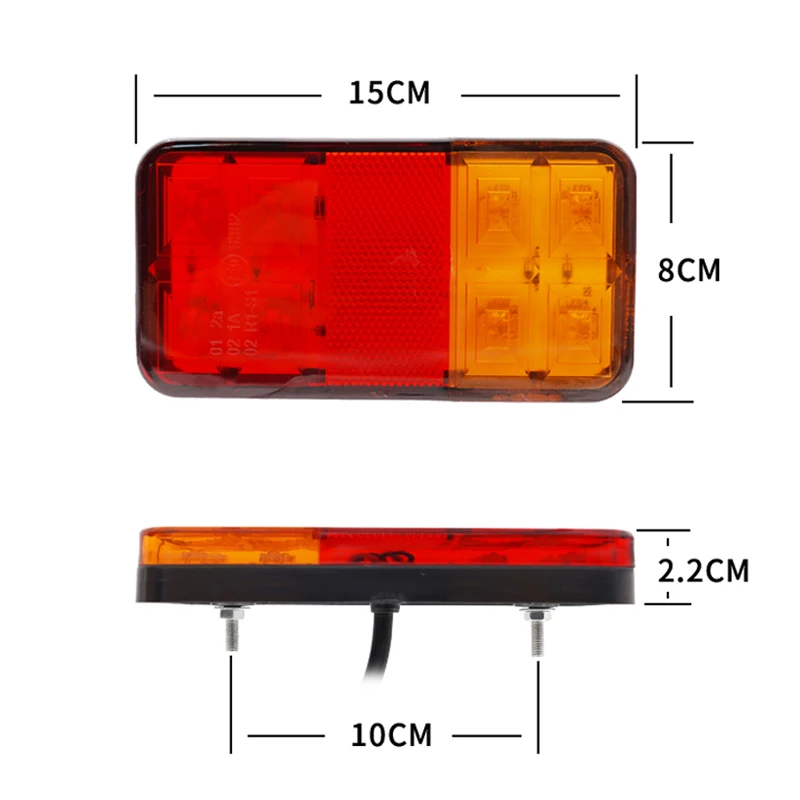 product high quality 12v two color rectangular trailer truck universal 8led tail light-33