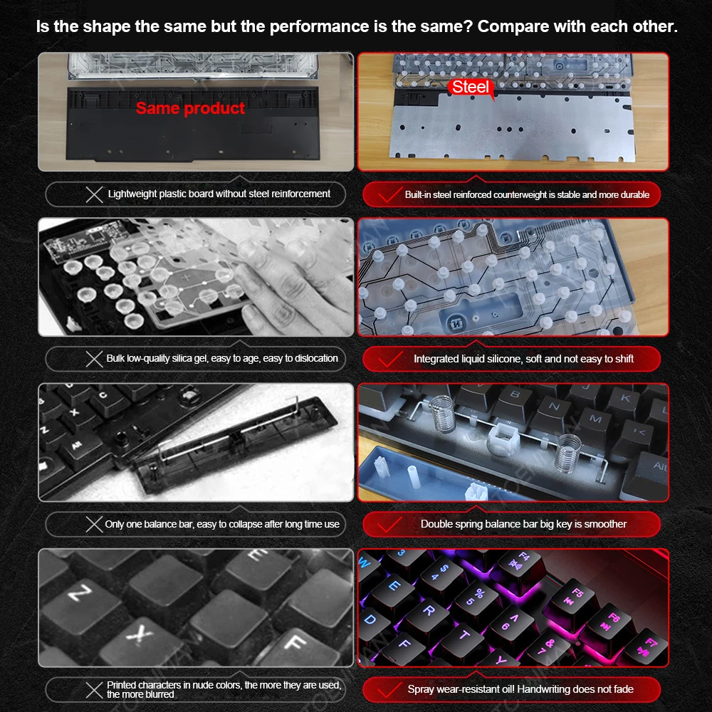 New V4 Mechanical Feeling Keyboard Wired Backlight USB Computer Accessories Colorful 104 Keys Multi-Function Game Keyboard