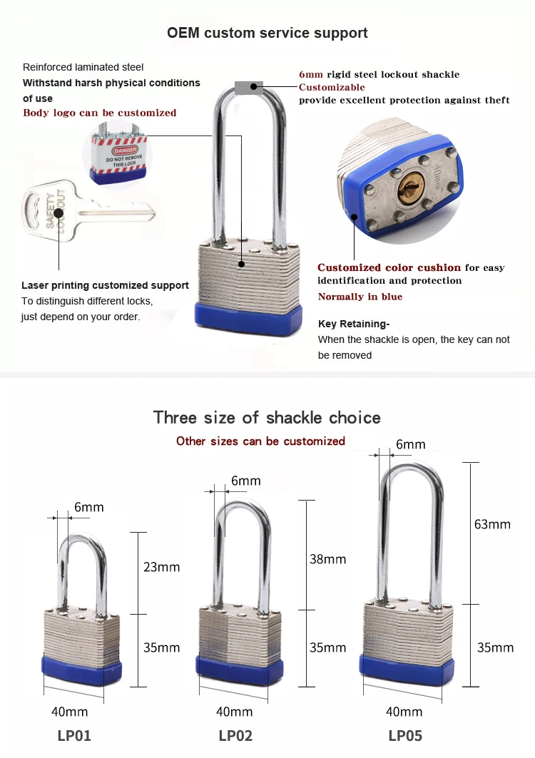 Laminated Padlock Long Shackle Keyed Alike 63mm Hardened Chromeplated