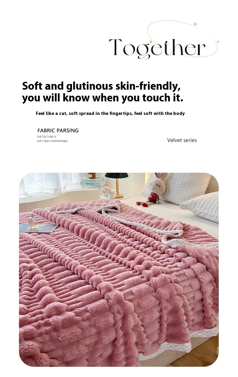 Imitation Fur Rabbit Plush Blanket Bamboo Knot Flannel Throw for Home Printed Milk Velvet Sofa Air Conditioning Bed Blankets