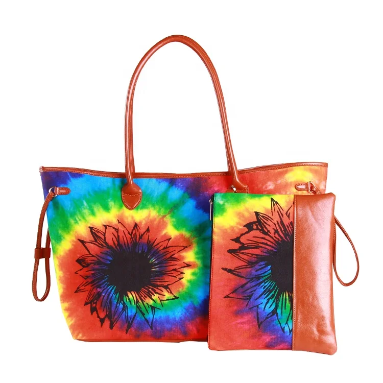 

Tie dye Women Tote Bag Shoulder HandBag Purse with Wristlet, Pic