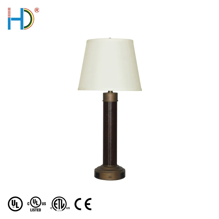 White retro table lamp with bronze finish for bedroom lamps