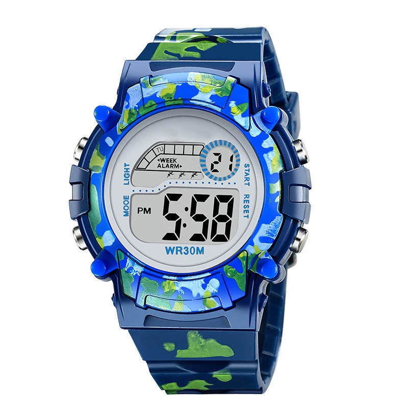 WT0057 Dropshipping Camouflage Child Kids Waterproof Digital Wrist WatchFor Girls Boys