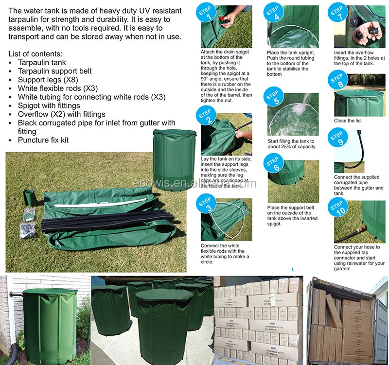 Flexi Tank Collapsible Fold Up Flexible Water Storage Garden Barrel Hydroponics
