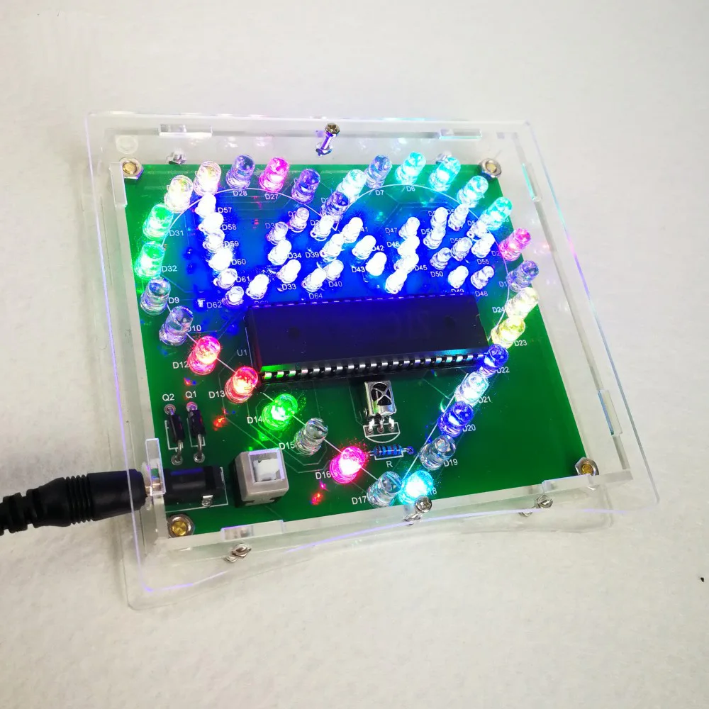 Taidacent Red White Blue Green Stc51 Diy Love Shape Model Colorful Leds