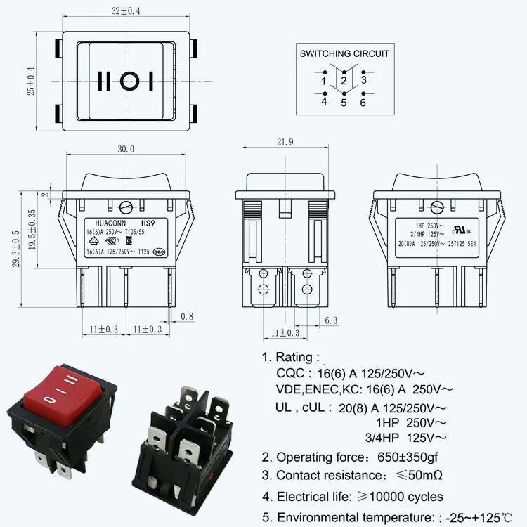 Kcd4 16a 250v 4 контакта схема подключения