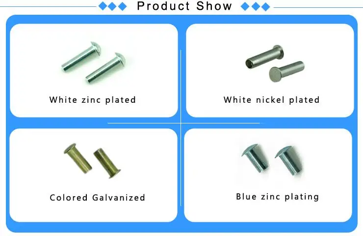 Nonstandard custom plated flat round head  semi-tubular rivets