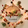 2019 new 2m 20led battery powered copper wire pinecone +red cherry + bell decoration silvery string light