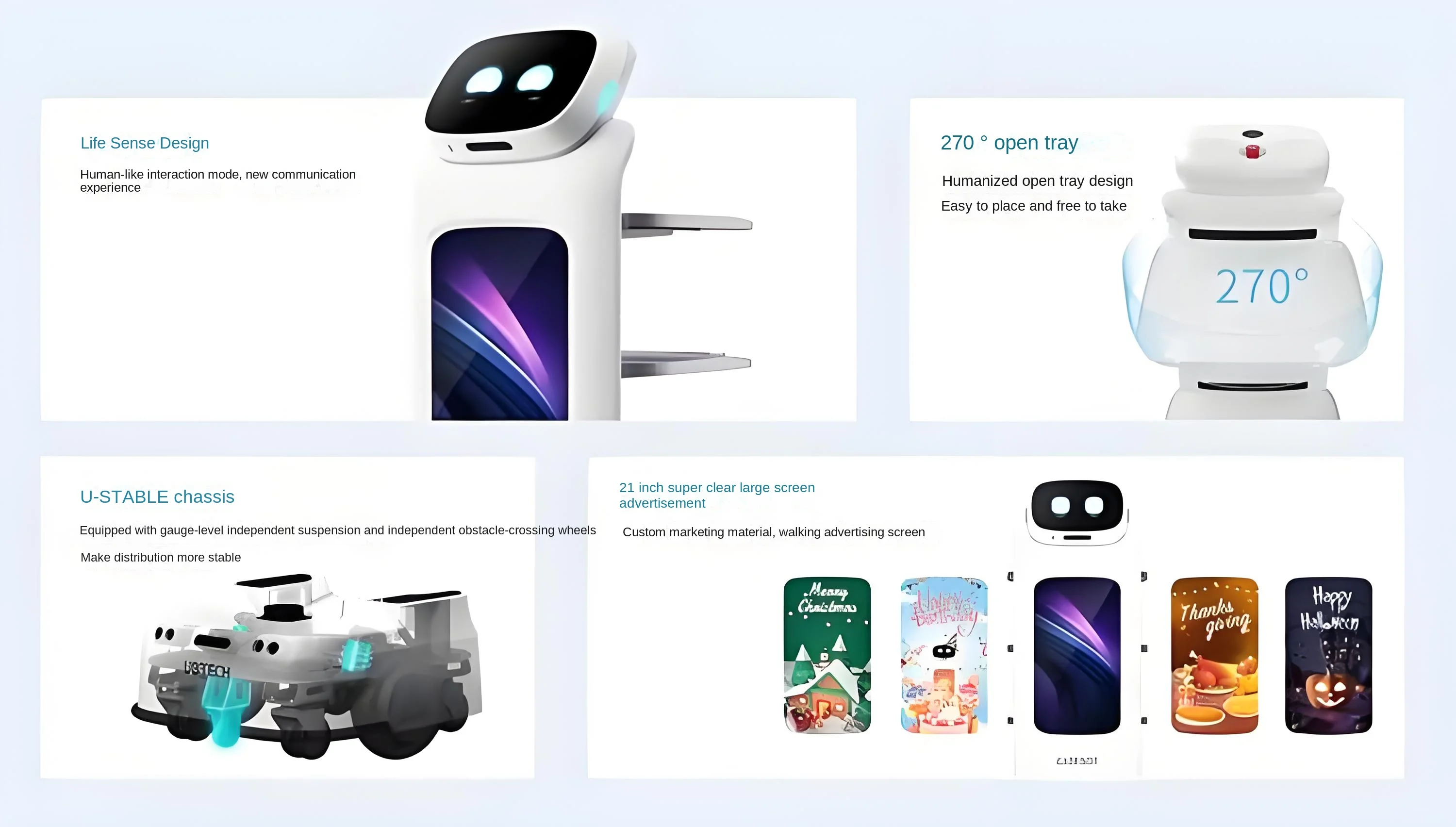 Youbao Multifunctional Service Robot for Hotel Restaurant Automatic Dinner Welcome Meal Delivery Advertising Marketing Features manufacture
