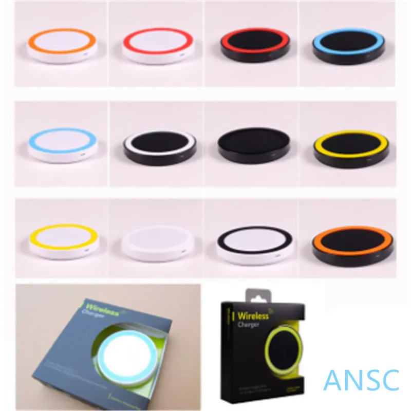 Wholesale and direct sale gifts custom LOGO color printing QI standard wireless charger Desktop color edge wireless charging 5W