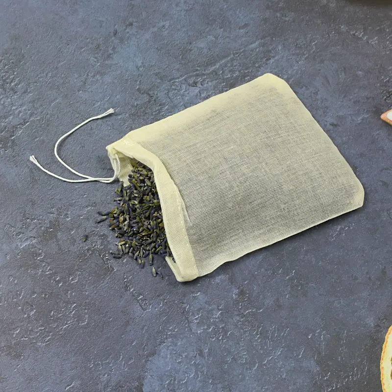 Custom Packing Fabric Pouch Small Drawstring Bag Cotton Muslin Organic