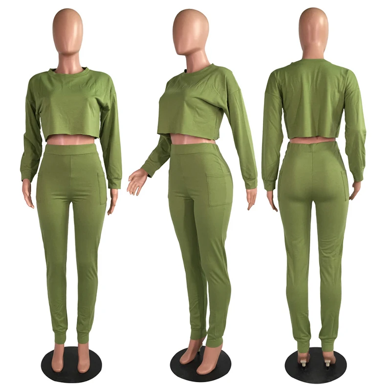 New Design Crop Top 2 Piece Set Women Clothing Pants Suit Set - Buy 2 ...