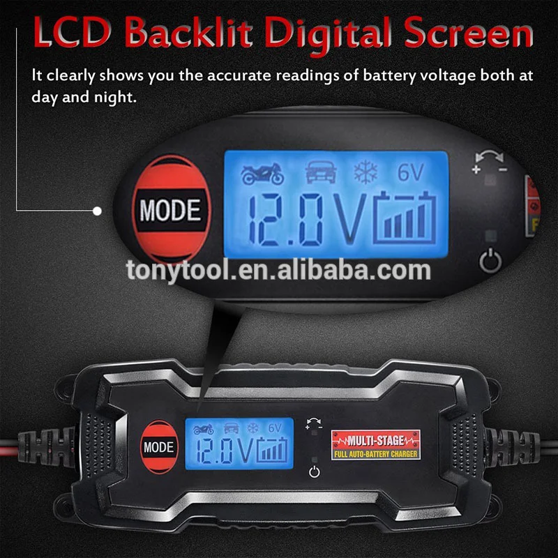 3.8A 6V12V Digital LCD Smart Auto Float Lead ACID Battery Charger Maintainer 