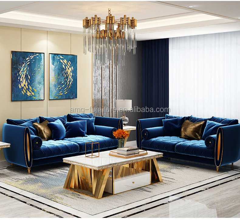 Modern Living Room European Fabric Covered Luxury Modern New Design