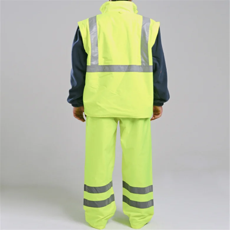 Hi vis waterproof 5 in 1 jacket with reflective tape safety workwear winter jacket
