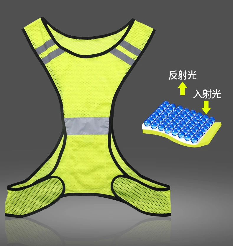 Hi vis Night Running Jogging Cycling Hiking Motorcycle Reflective Safety Vest with Pocket & Adjustable Strap