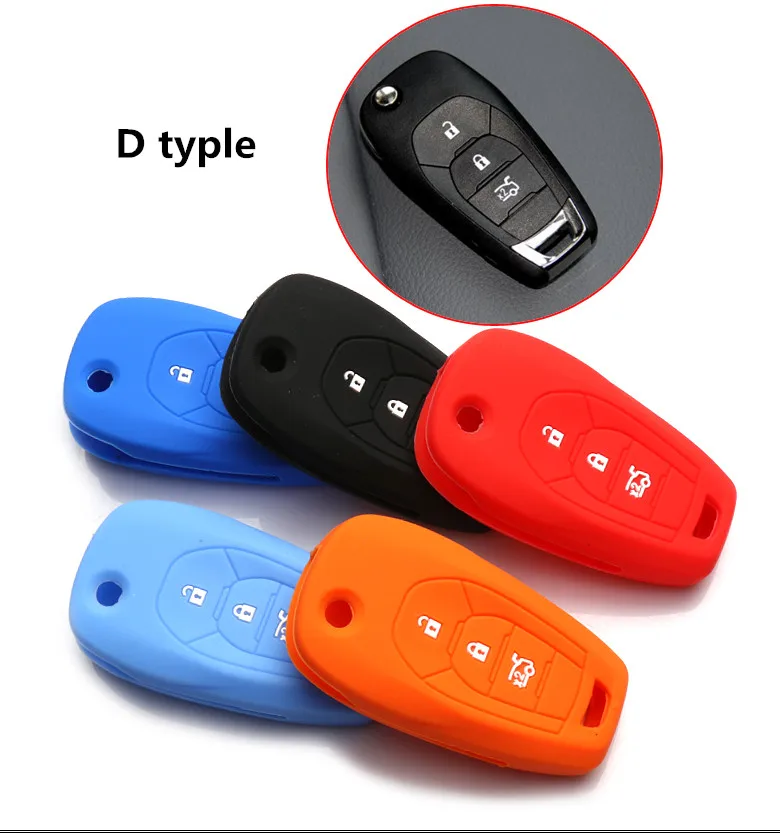 Red Silicone Case Cover For Chevrolet Cruze 4 Buttons Remote Flip Key CHEV4FRE 