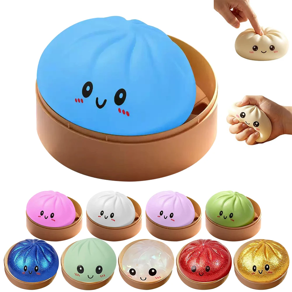 Dumpling Toy Rarest Colour US Warehouse Solid Color Glitter Soft Squeeze Decompression Dumpling ...