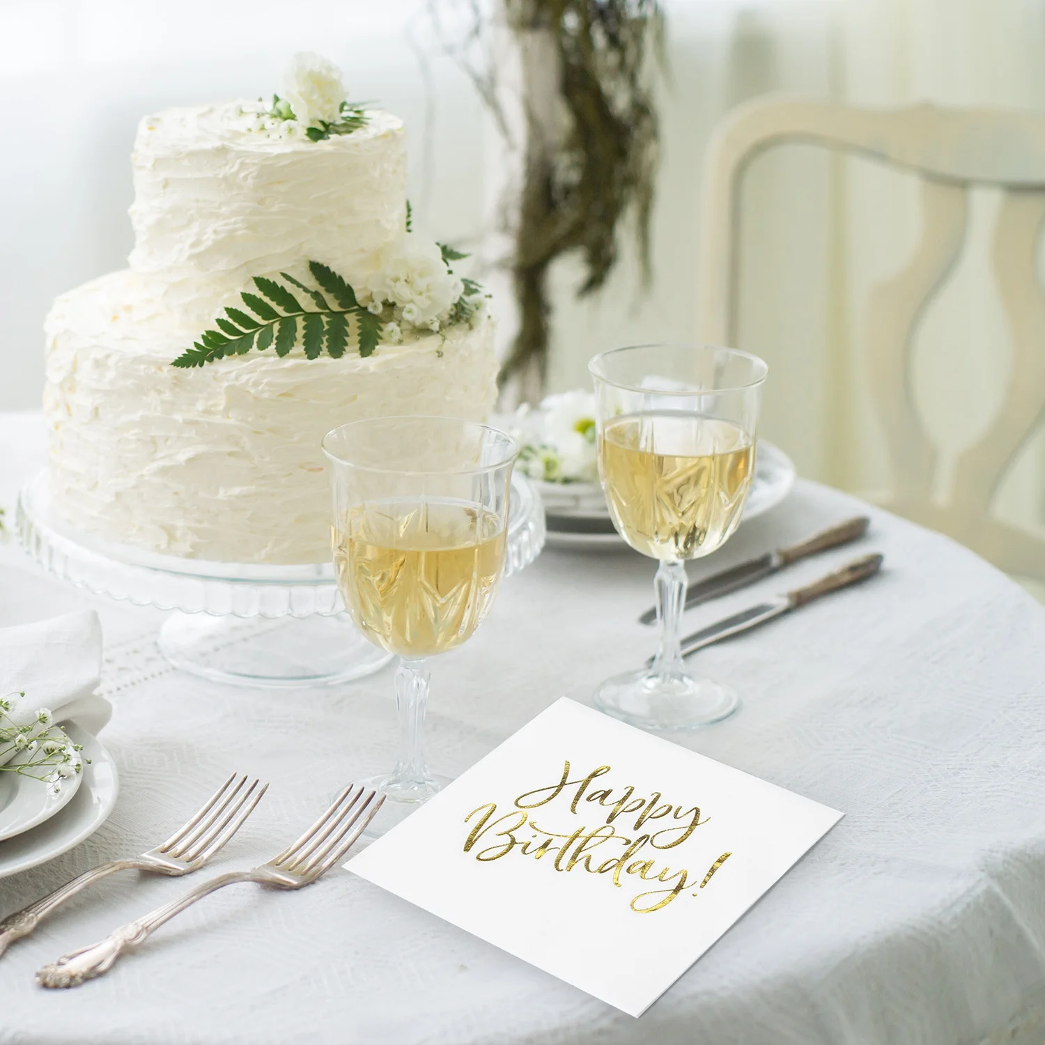 lekoch disposable white square birthday dinner napkin